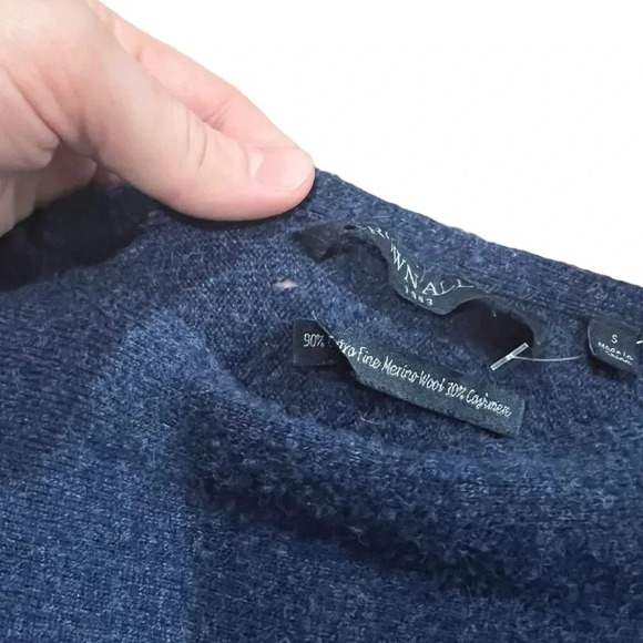 Brown Allan Navy Blue Wool Cashmere Boatneck Pullover Sweater S - Picture 4 of 4